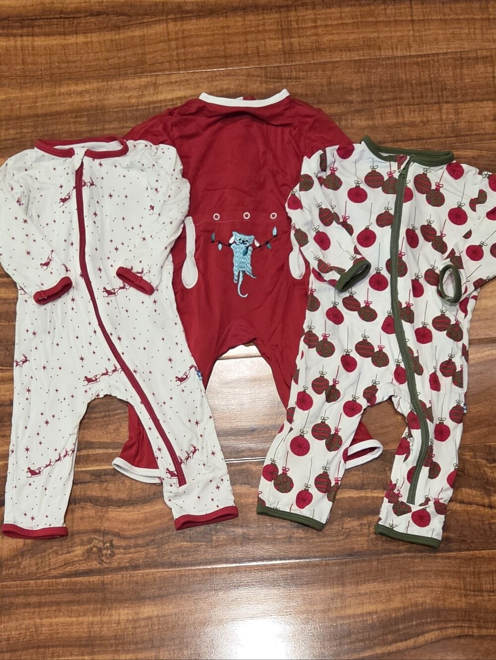 Kickee Pants EUC 3-6 Months Set of 3 Holiday One-Piece Rompers
